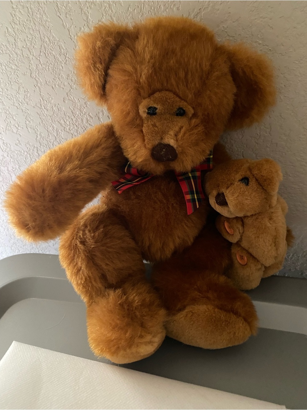 Vintage Fiesta TC Dawson Plush Mama Bear With Baby Teddy Stuffed Animal Jointed